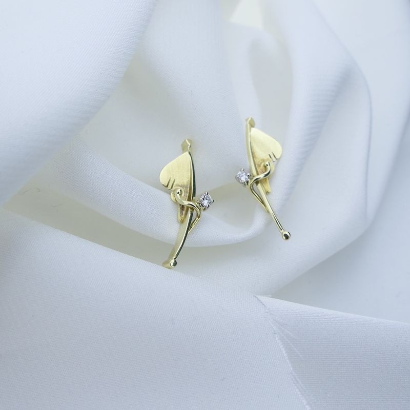 Image 4 of Gold fantasy stud earrings with diamonds | 0.10 ct.