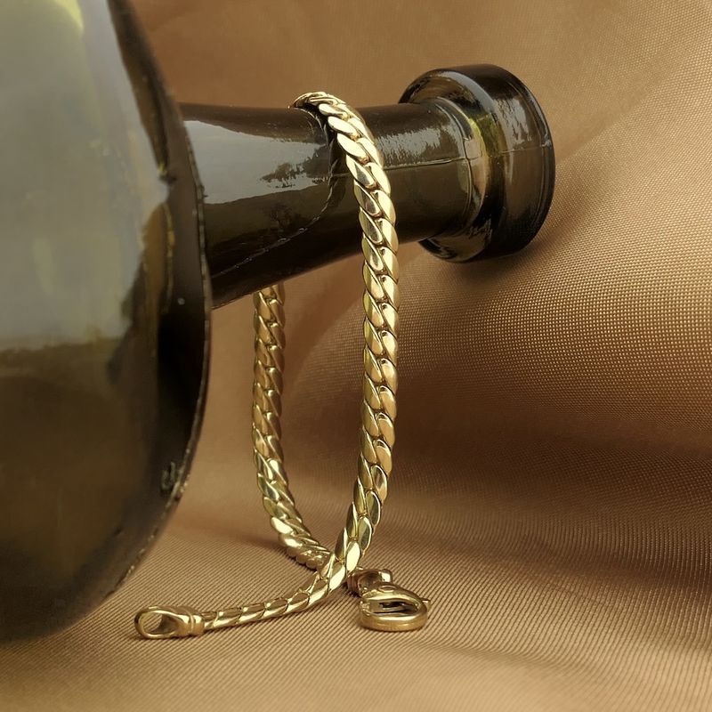 Image 2 of Gold flat gourmet link bracelet | 19.5 cm