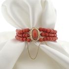 Image 2 of Red coral beads bracelet with gold clasp; Antique | Ø 64mm