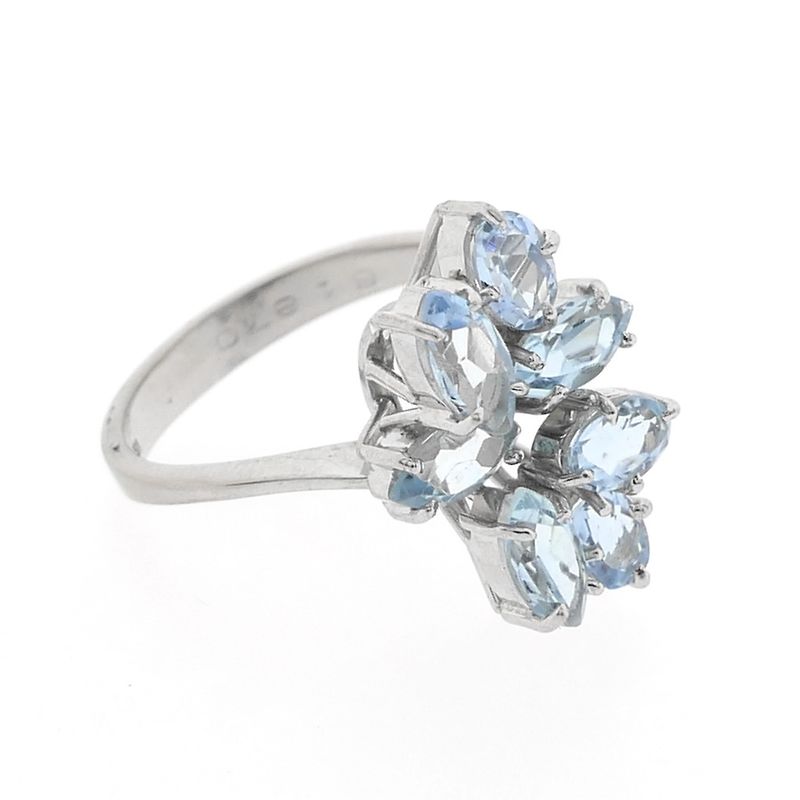 Image 3 of White gold cocktail ring with aquamarine