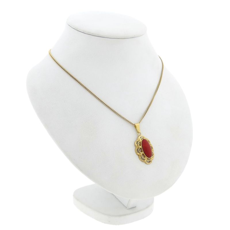 Image 5 of Antique Gold Pendant with Blood Coral