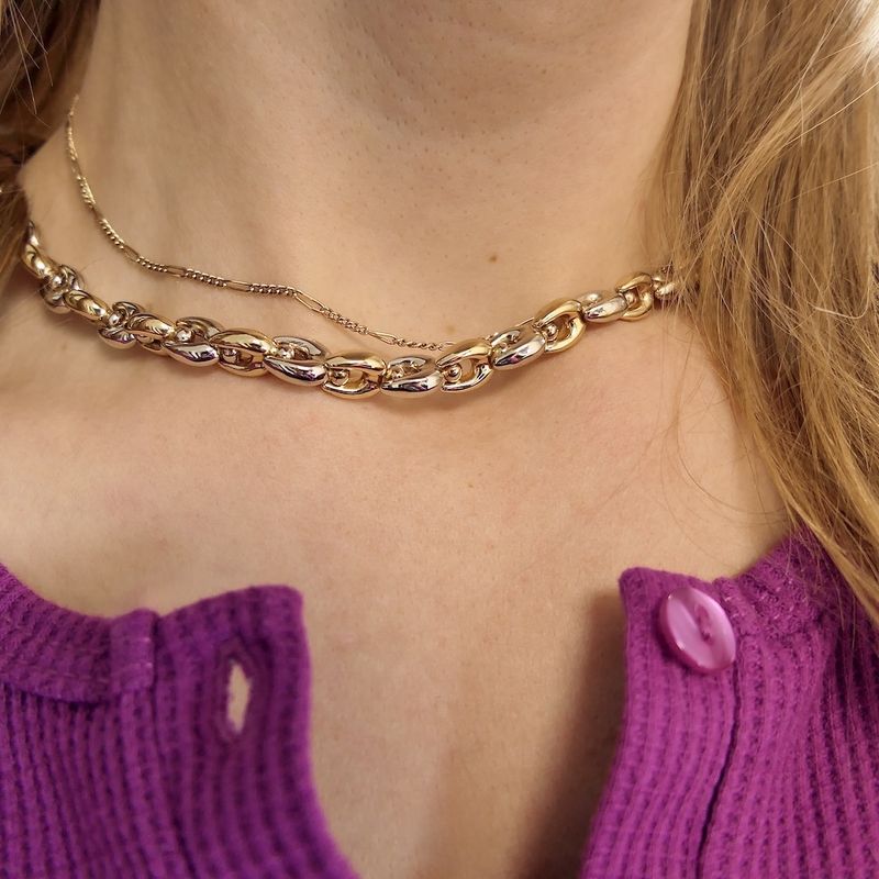 Image 8 of Two-tone gold fantasy link necklace