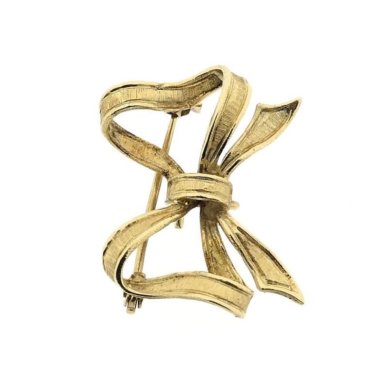 Image 9 of Gold brooch; Bow
