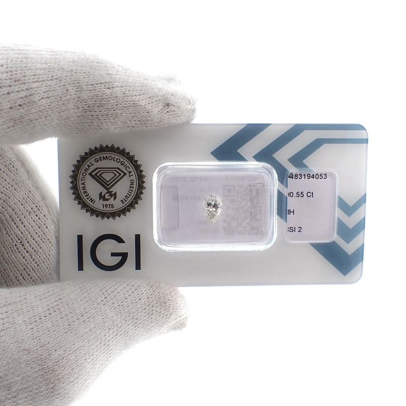 Image 3 of 0.55 ct. Pear cut diamond H/ SI2 + IGI Certificate - Natural diamond