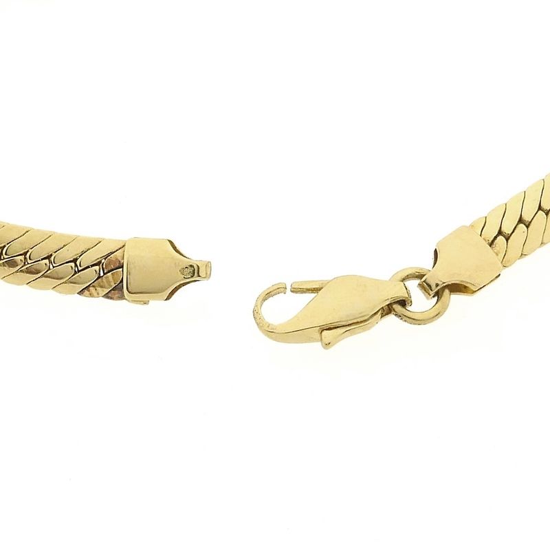 Image 6 of Gold flat gourmet link bracelet with synthetic sapphire and zirconia | 20.5 cm