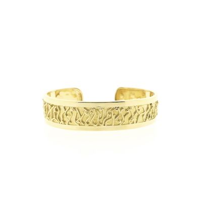 Image 1 of Gold wide slave bracelet with engravings; Size M