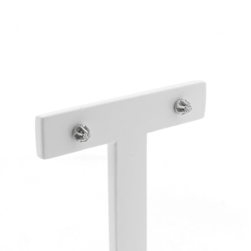 Image 3 of White gold solitaire stud earrings with diamond | 0.05 ct.
