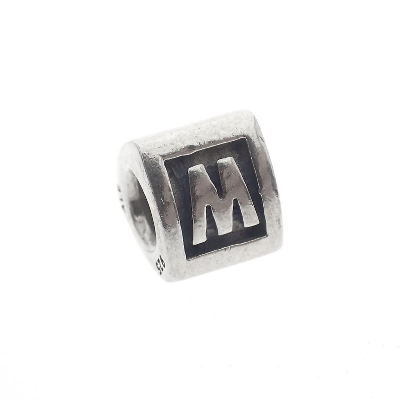 Image 1 of Pandora charm; Silver; Letter charm M