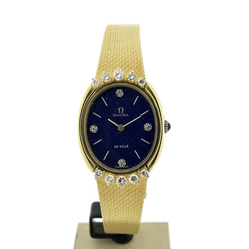 Image 7 of Omega Deville; 18k gold watch with lapis lazuli dial and diamonds