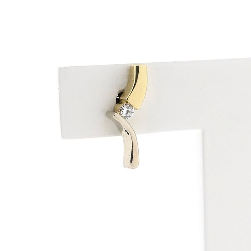 Image 4 of Diamonde Bicolor Gold Earrings with Diamonds; 0.07 ct.