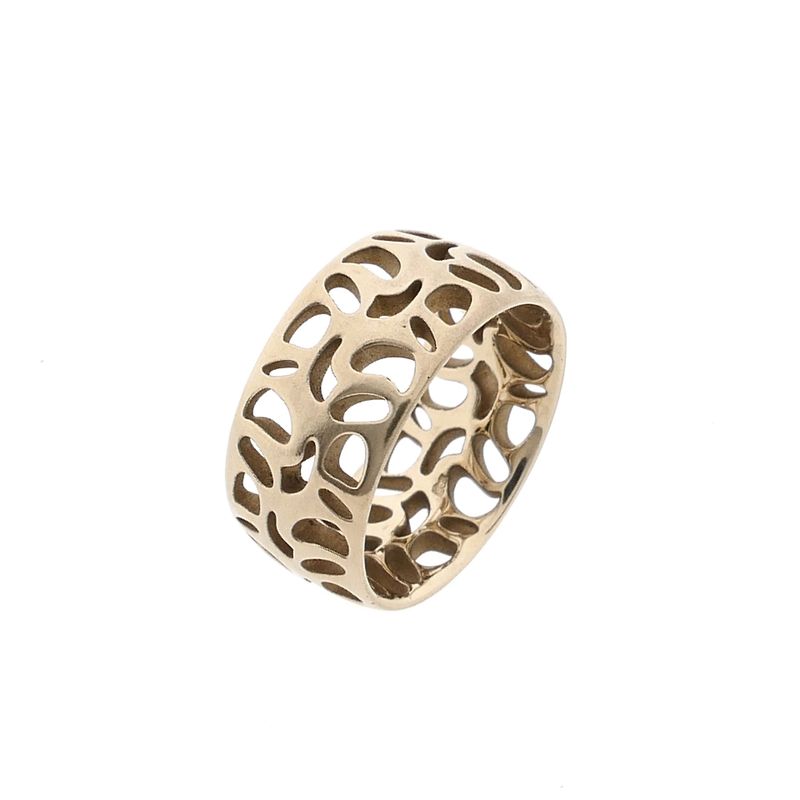 Afbeelding 1 van Vintage brede gouden ring met een open patroon