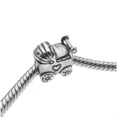 Image 2 of Pandora charm; Silver; Stroller