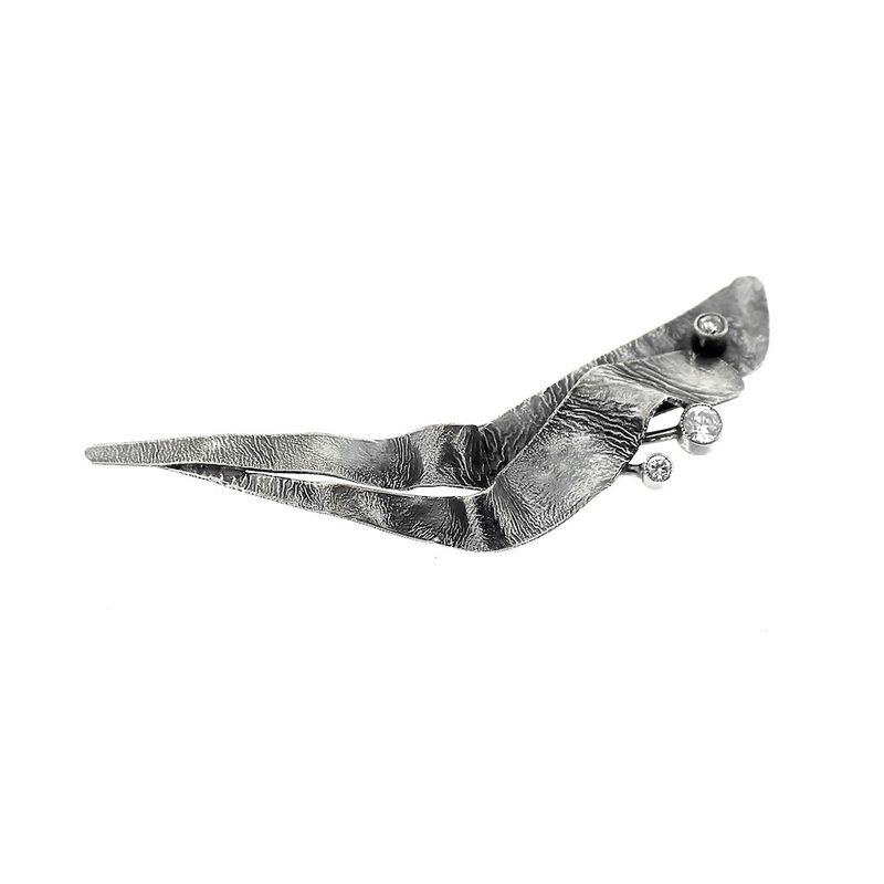 Image 5 of Silver abstract brooch with zirconia stones
