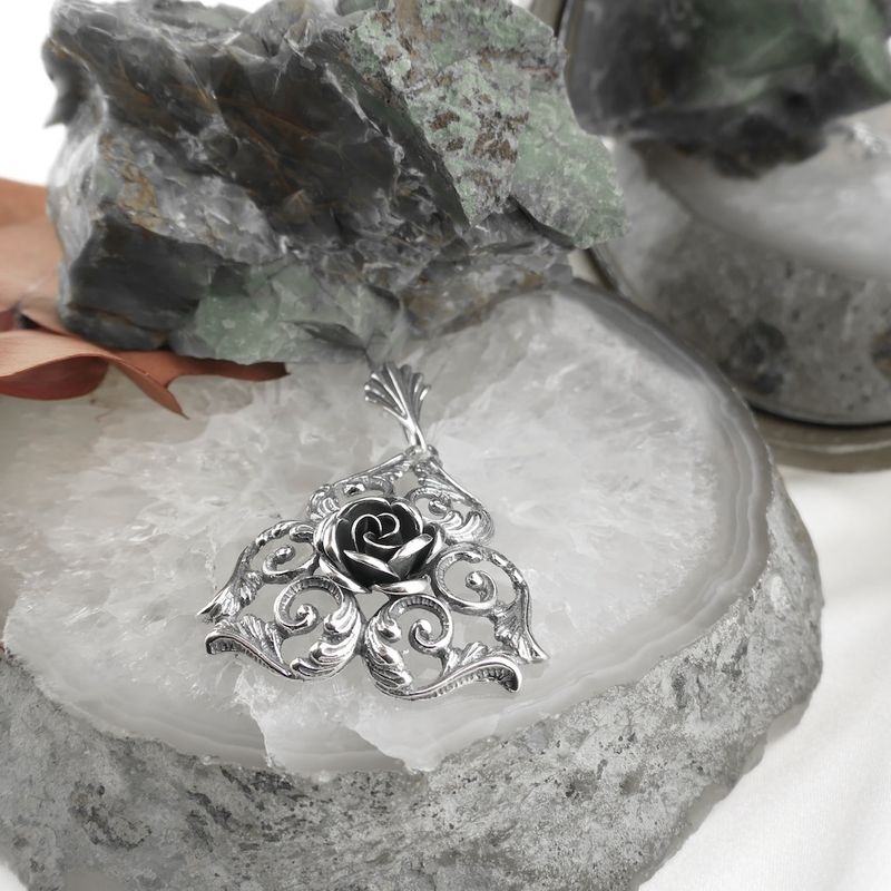 Image 2 of Antique silver floral pendant | Art Nouveau