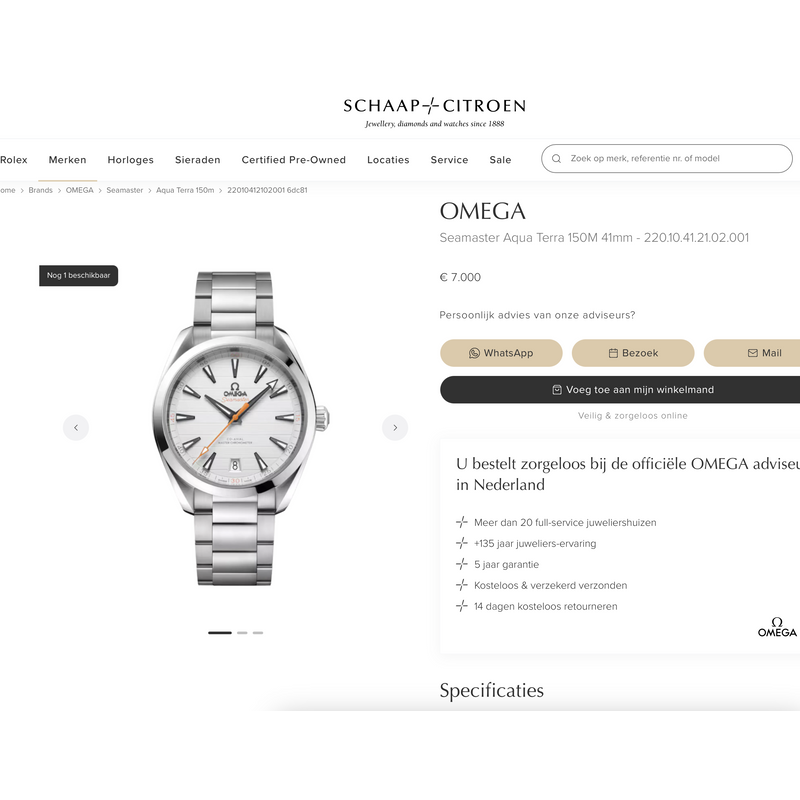Image 17 of Omega Seamaster Aqua Terra 150M Automatic Watch