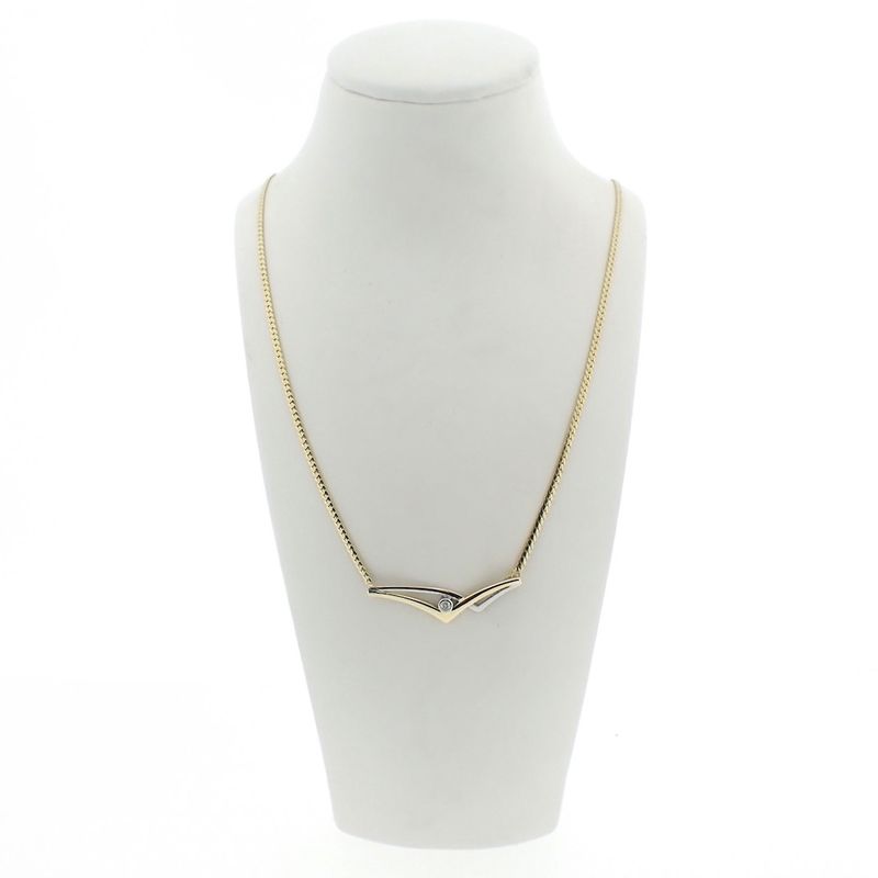 Image 1 of Two-tone gourmet link necklace with 0.035 ct. diamond | 42 cm