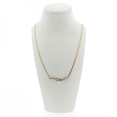 Two-tone gourmet link necklace with 0.035 ct. diamond | 42 cm Image 1 of Two-tone gourmet link necklace with 0.035 ct. diamond | 42 cm