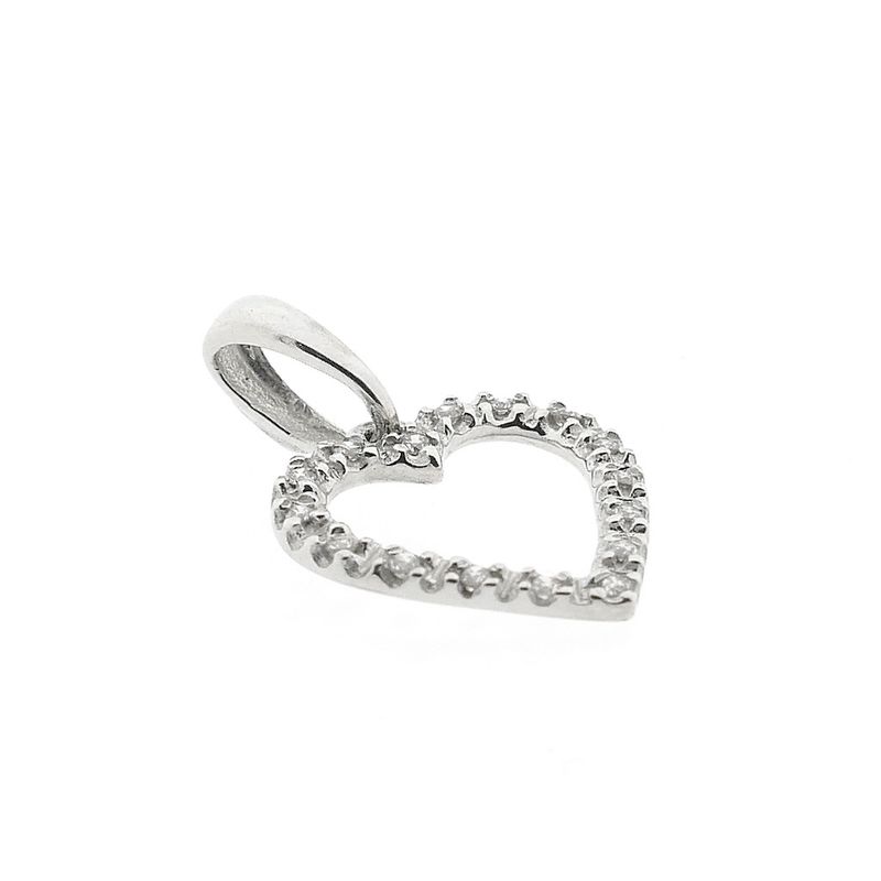 Image 4 of 18-karat white gold heart pendant with 0.08 ct diamond