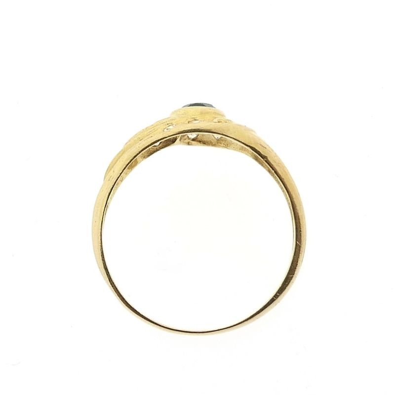 Image 5 of 19.2 carat gold ring with emerald and zirconia.