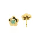 Image 8 of 18 ct. Gold floral stud earrings with jade
