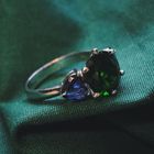 Image 2 of Silver ring with zirconia stones.