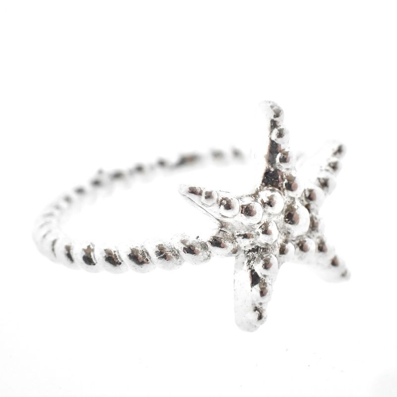 Image 6 of Silver ball ring with a starfish