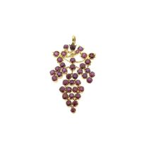 Gold bunch of grapes pendant with ruby