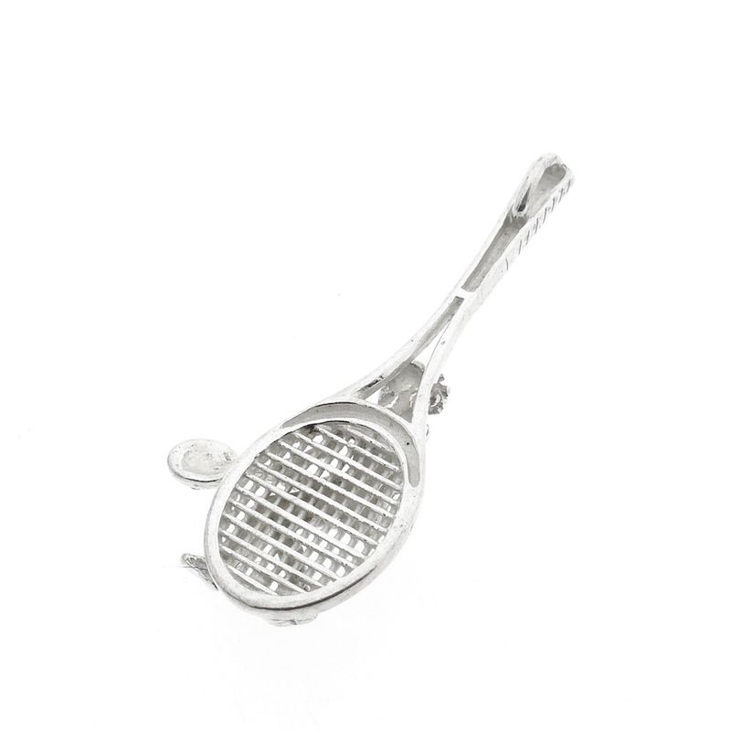 Image 6 of Silver pendant of a tennis racket with a tennis player