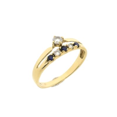 Image 1 of Gold ring with zirconia and sapphire