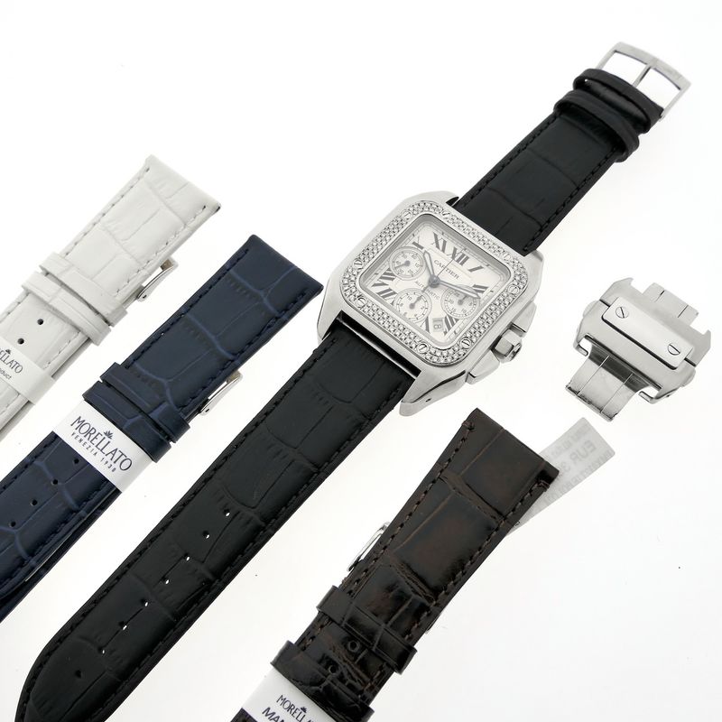 Image 16 of Cartier Santos 100 XL Chronograph 2740; Automatic watch with diamonds