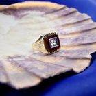 Image 2 of Gold signet ring with carnelian and zirconia | Men