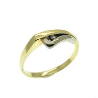 Two-tone gold solitaire ring with 0.03 ct diamond.