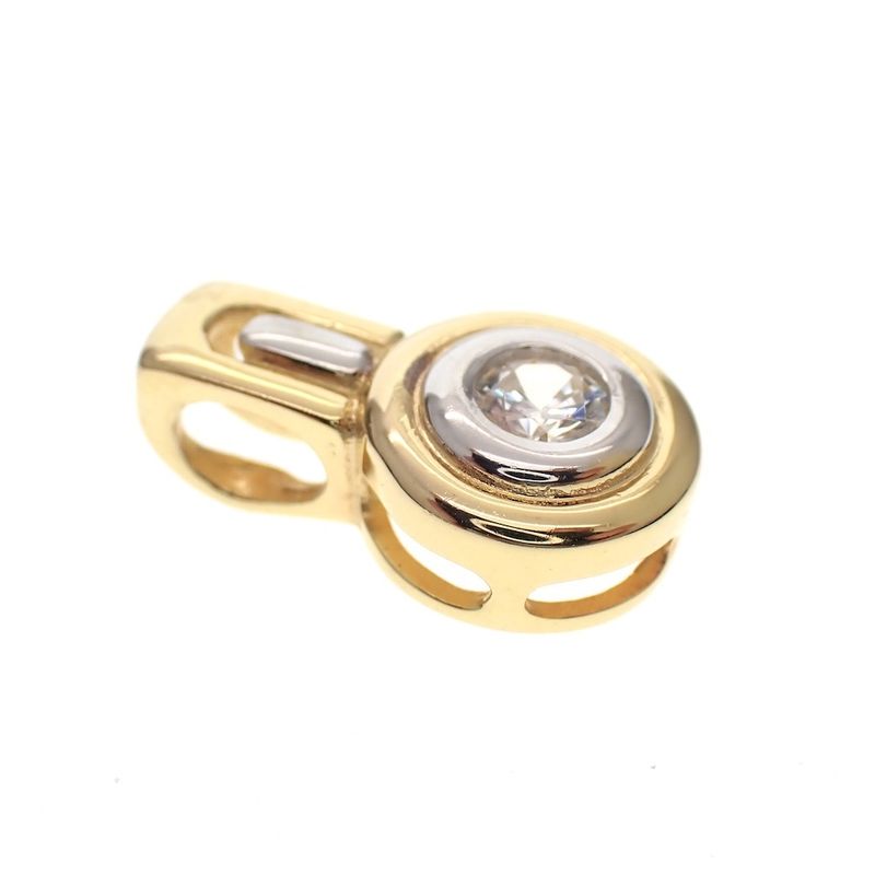 Image 2 of Two-tone gold solitaire pendant with zirconia