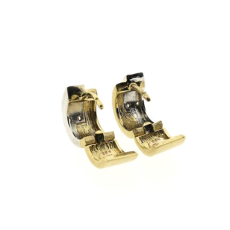 Image 8 of Two-tone gold hoop earrings with diamonds; Ø 13.3 mm