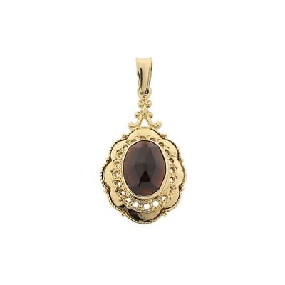 Vintage gold pendant with garnet and filigree technique Image 1 of Vintage gold pendant with garnet and filigree technique