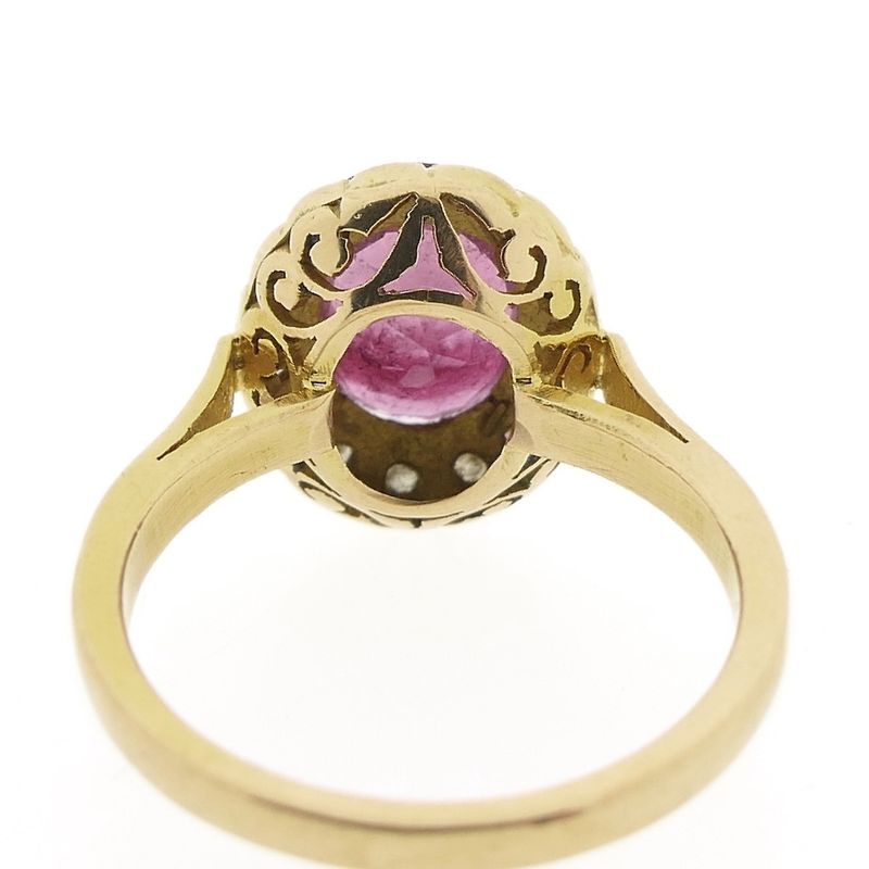 Image 6 of 18-karat gold entourage ring with pink tourmaline and diamond | 0.15 ct.