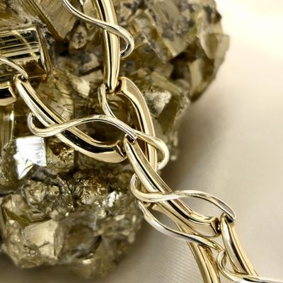 Image 2 of Two-tone gold fantasy link necklace | 45.5 cm