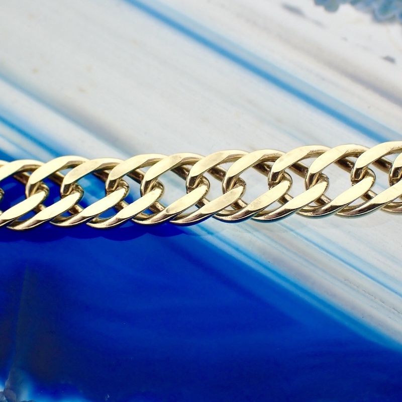 Image 2 of Gold flat gourmet link bracelet | 18.5 cm