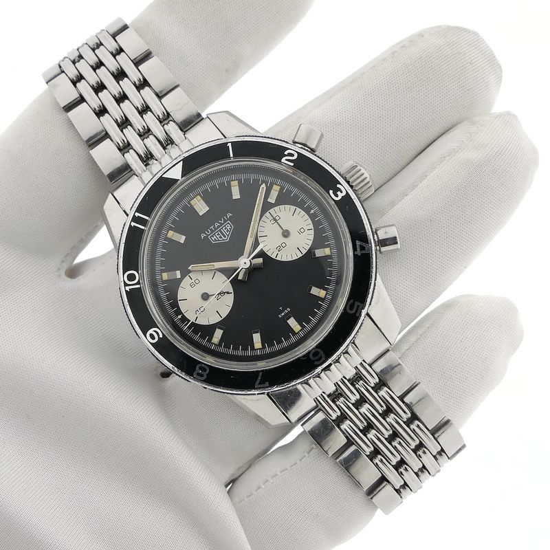 Image 12 of Heuer Autavia Chronograph 'Beads of Rice' 7763; Vintage men's watch
