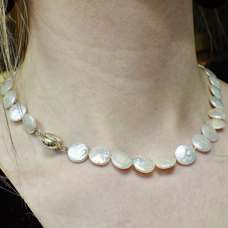 Image 3 of Pearl necklace with gold clasp.