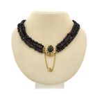 Image 1 of Antique garnet bead necklace with gold decorative clasp