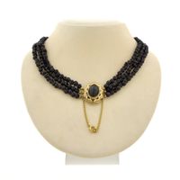 Antique garnet bead necklace with gold decorative clasp