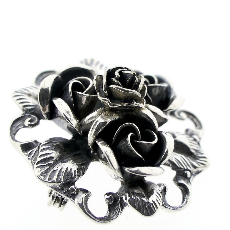 Image 4 of Silver rose brooch