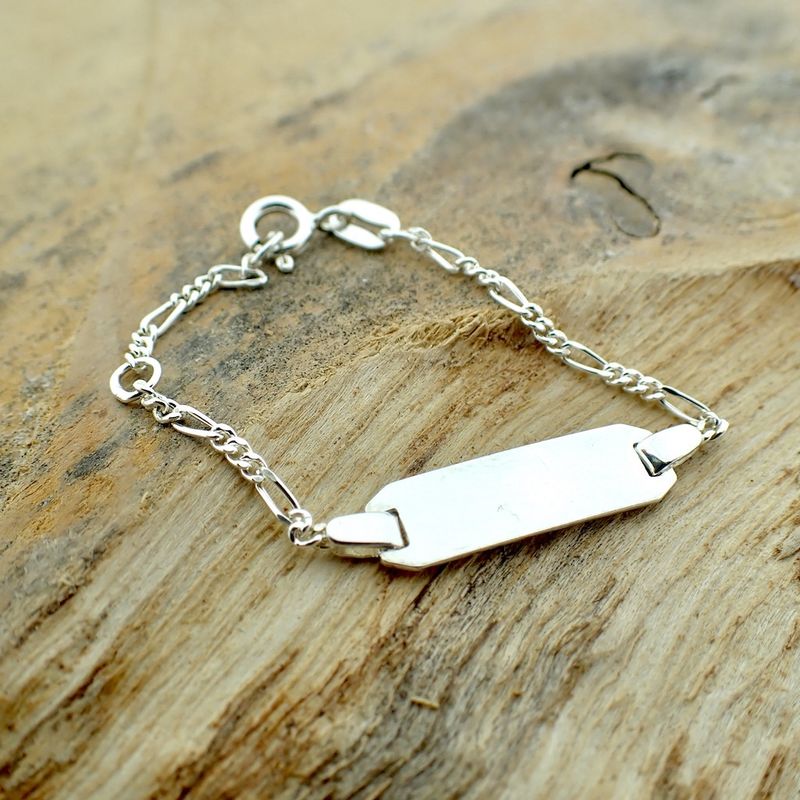 Image 3 of Silver Figaro children's bracelet with engraving plate