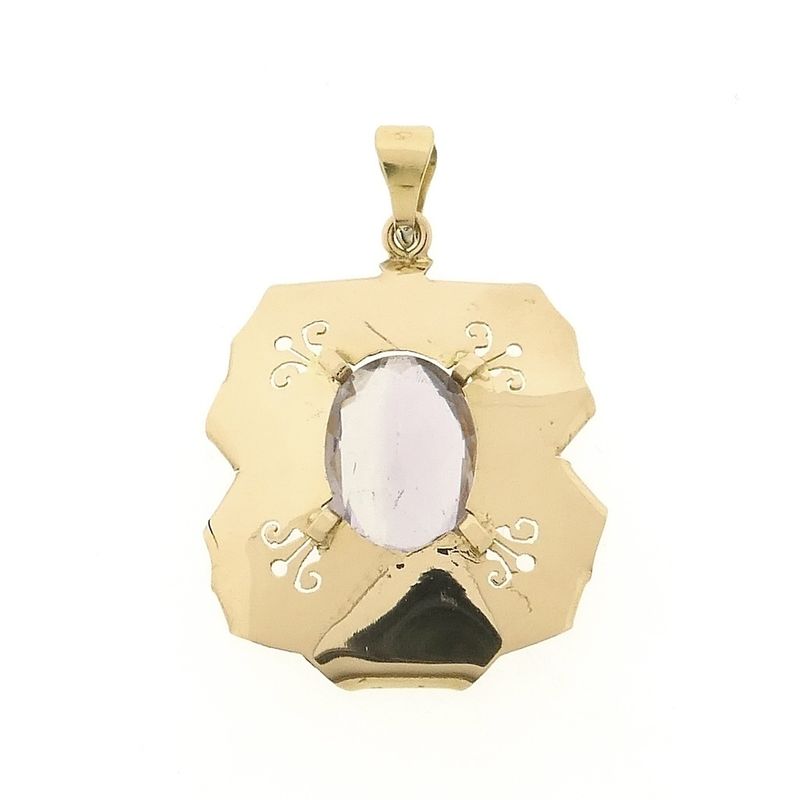 Image 1 of Gold pendant with clear zirconia