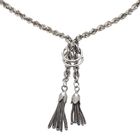 Image 2 of Silver twisted necklace with two tassels | 45 cm