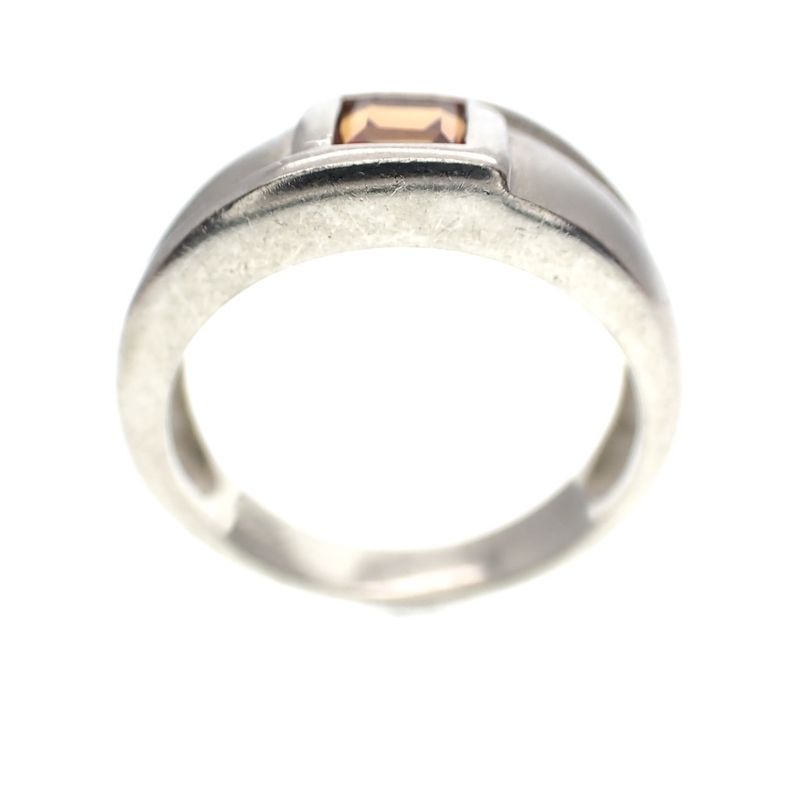 Image 3 of Silver matte ring with orange zirconia
