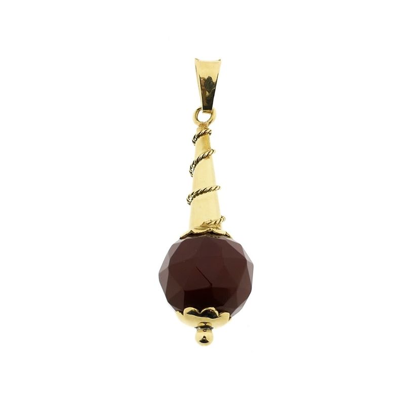 Image 1 of Vintage gold bullet pendant with carnelian