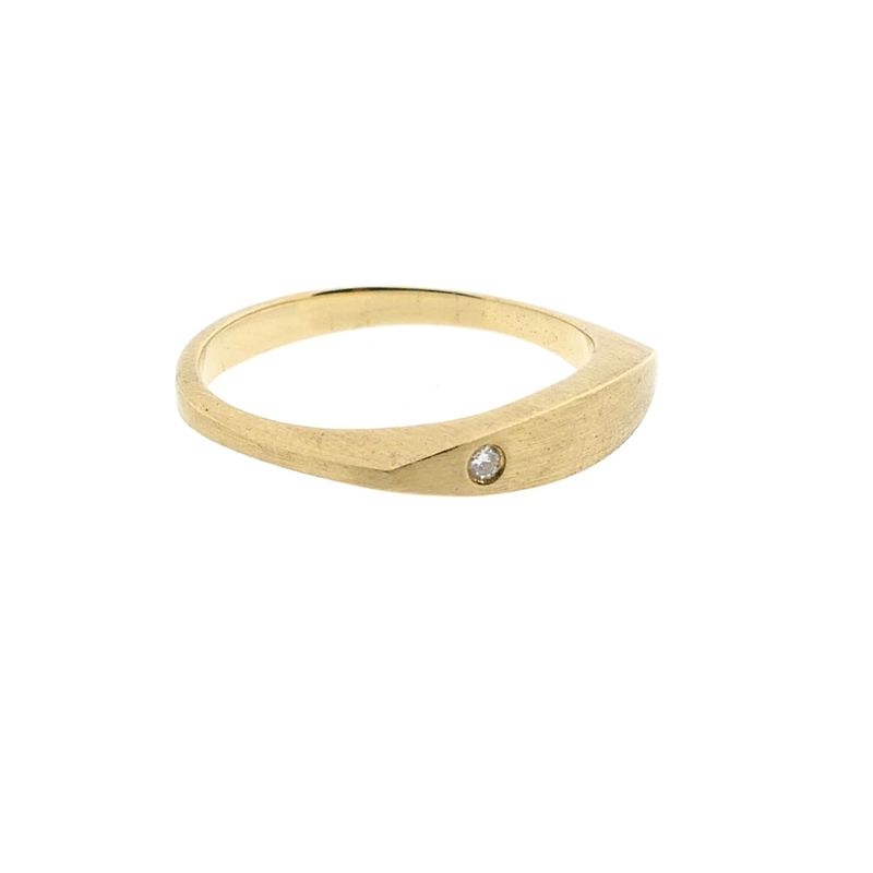 Image 4 of Golden men's pinky ring set with diamond; 0.02 ct.