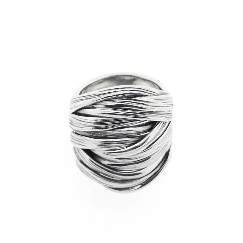 Image 3 of Wide silver spaghetti ring